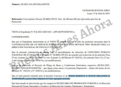 Matías Lammens gasta 70 millones en servicio de trailers para eventos y fiestas mientras la mitad del país pasa hambre