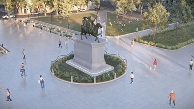 Plaza España se prepara para una gran jornada de inauguración con música, danzas y tradición
