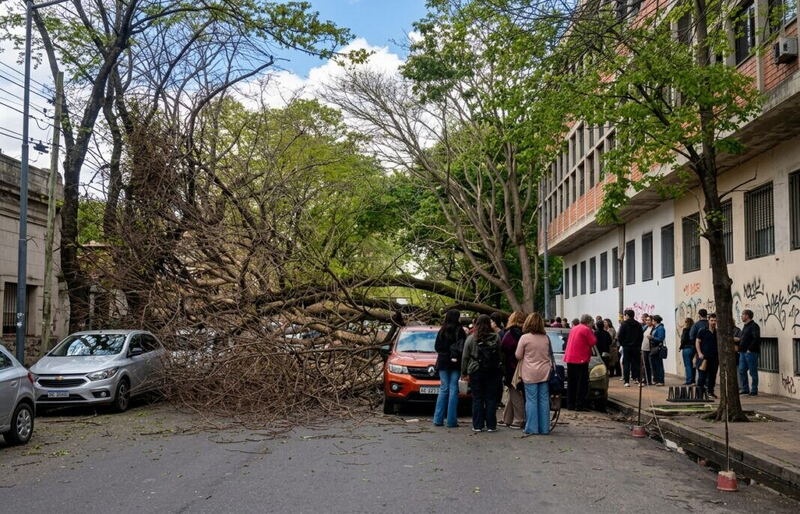 Podría haber pasado cualquier cosa: un árbol cayó y aplastó dos autos en La Plata