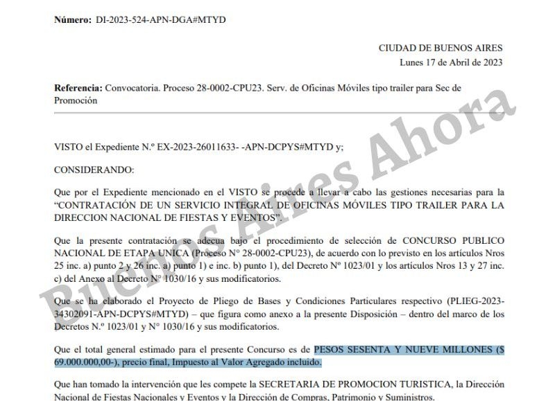 Matías Lammens gasta 70 millones en servicio de trailers para eventos y fiestas mientras la mitad del país pasa hambre