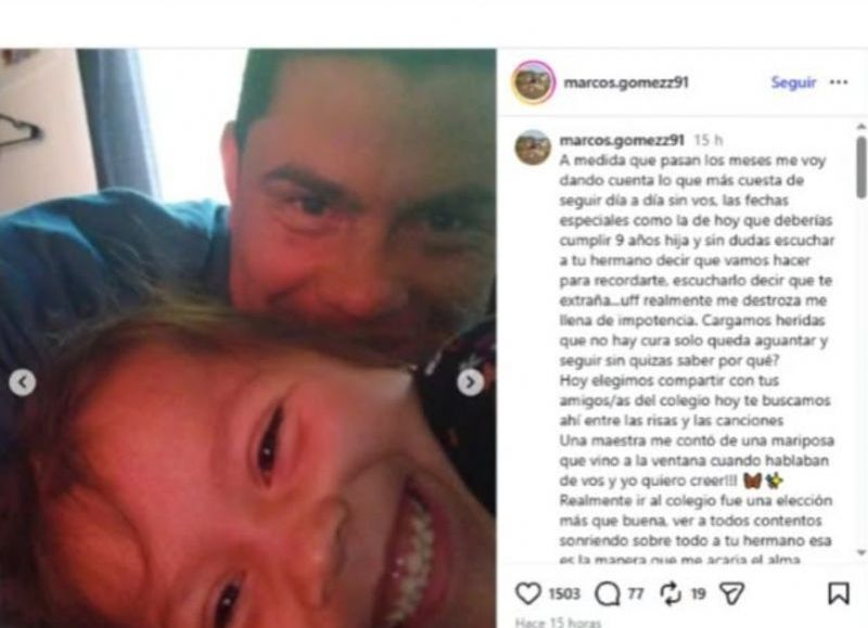 Dolor intacto en La Plata: Kim Gómez hubiera cumplido 9 años este martes y su papá la recordó con un mensaje emotivo
