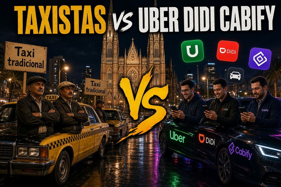 Choferes de Uber denunciaron que durante toda la mañana de este miércoles fueron hostigados por taxistas en distintos puntos de la ciudad. (Foto: Grok-IA)